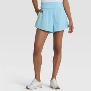 JoyLab Light Blue Fold over Waist Shorts Built in Liner Mid Rise